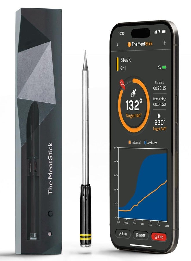 The MeatStick MeatStick Wireless Meat Thermometer for Grilling, Smoking, BBQ, Air Fryer, Deep Frying, Oven, Sous Vide - Image 1